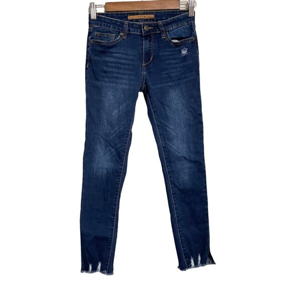 Joe's Jeans Other - Joes Jeans Kids Girls Dark Wash Distressed Raw Hem Stretch Slim Jeans Size 12
